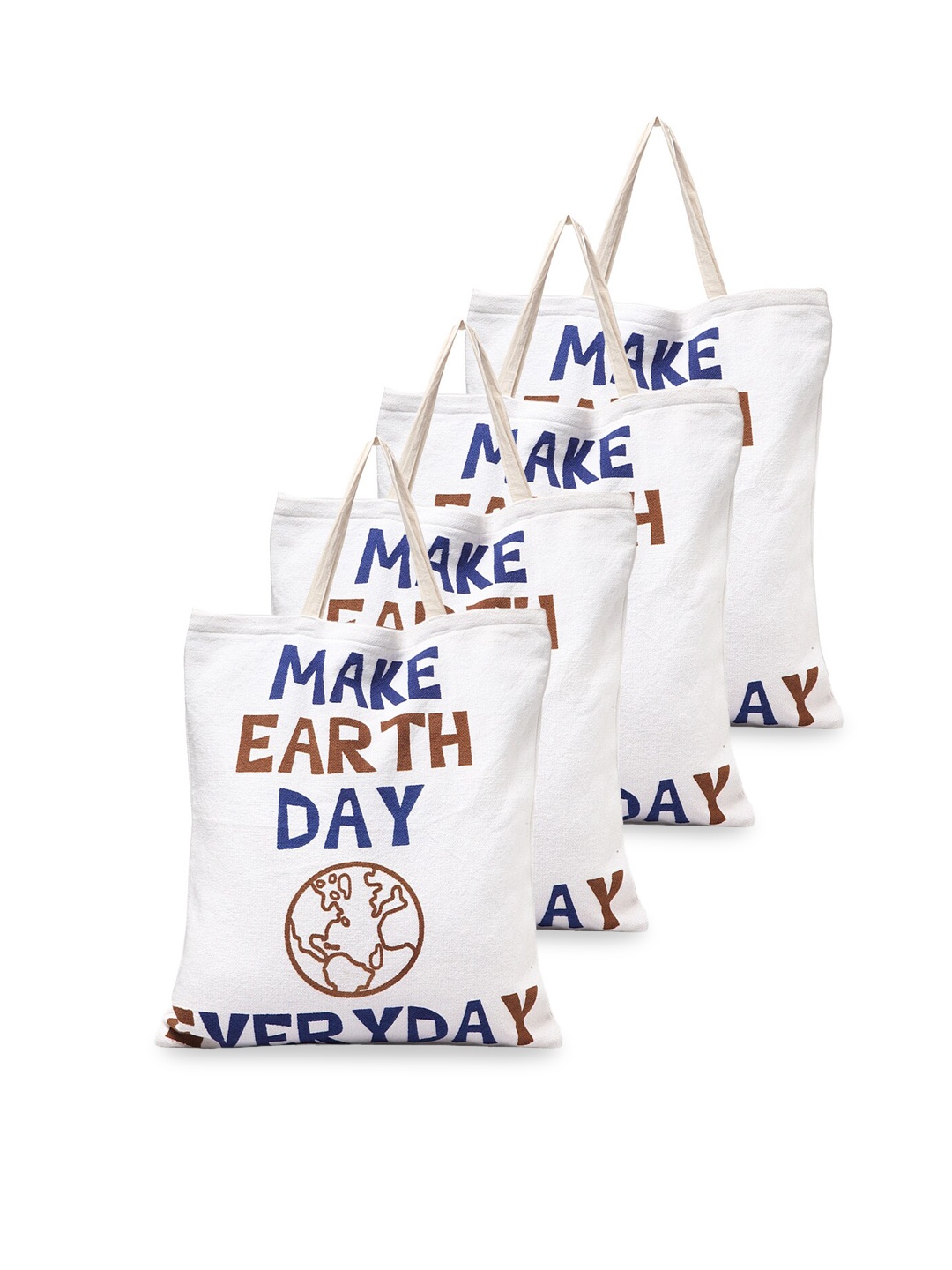 

KLOTTHE White Printed Pack Of 4 Shopper Tote Bag