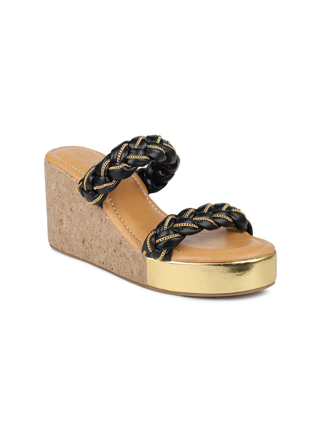 

DESIGN CREW Black Printed Wedge Sandals