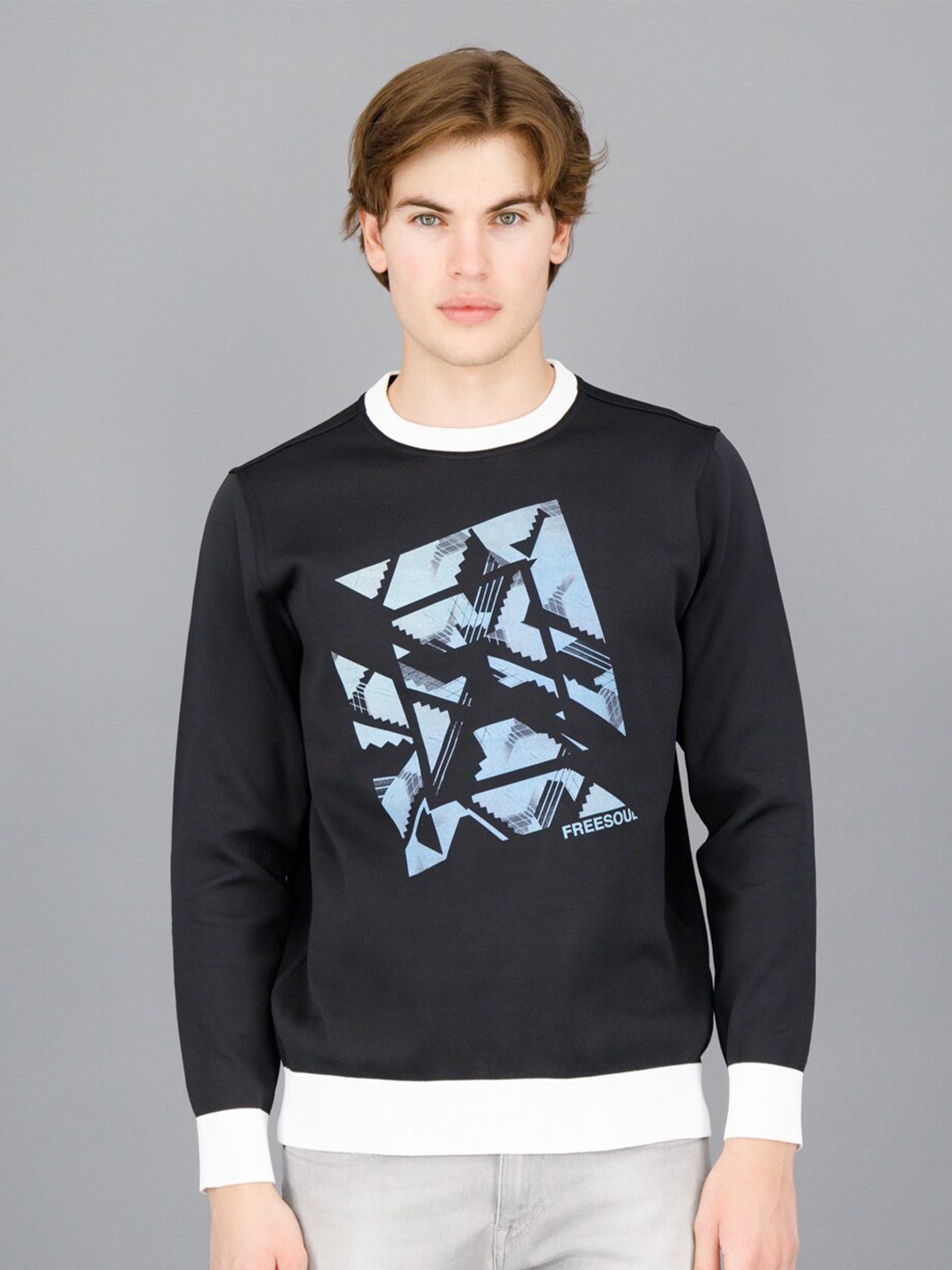 

FREESOUL Men Black Printed Sweatshirt