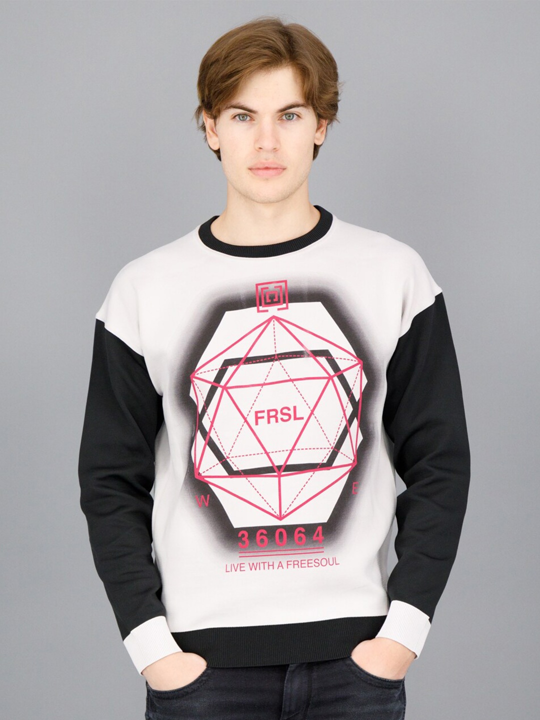 

FREESOUL Men Off White Printed Sweatshirt