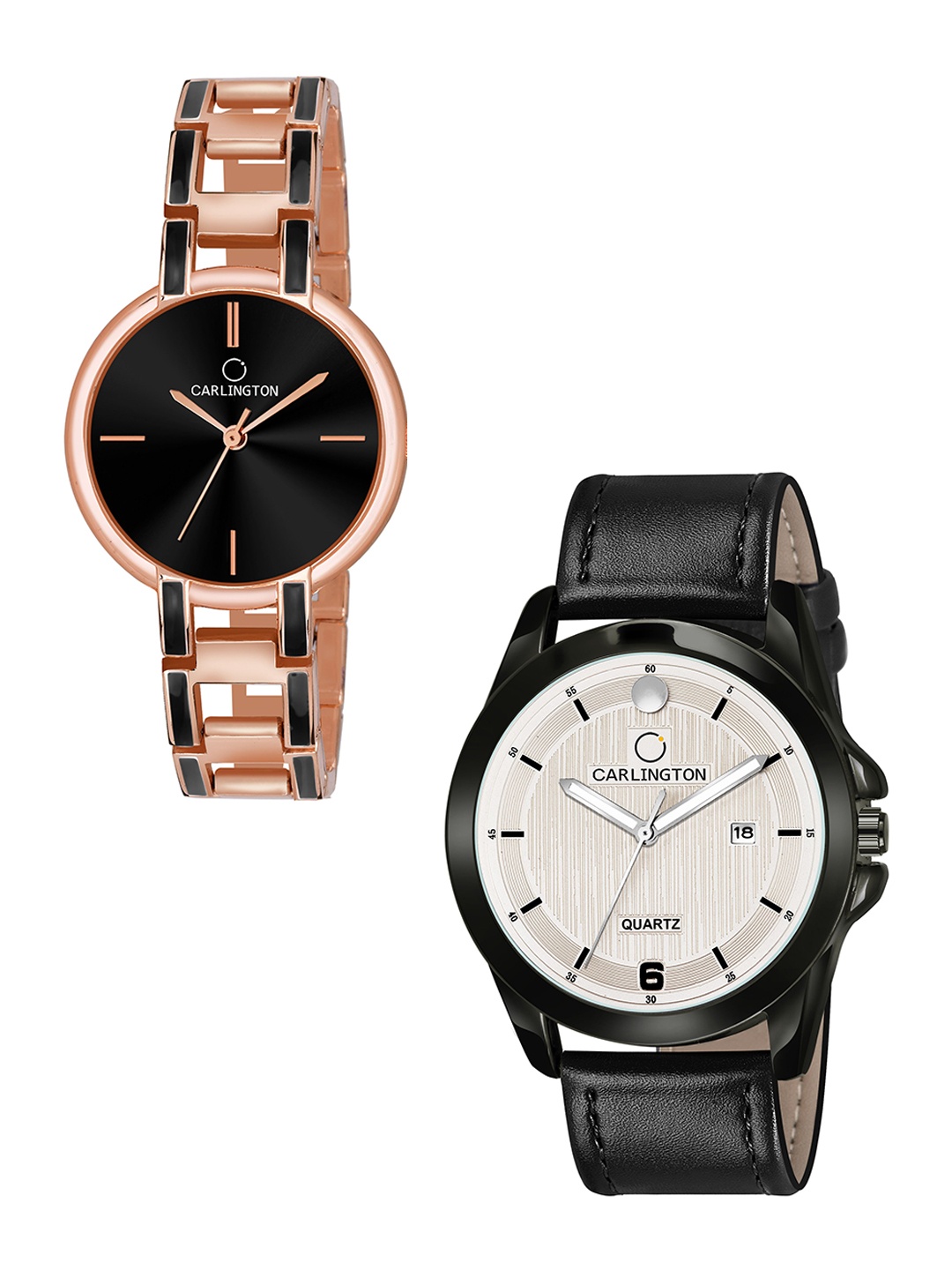 

CARLINGTON Unisex Black Dial & Leather Bracelet Style Straps Analogue Watch-CT1040