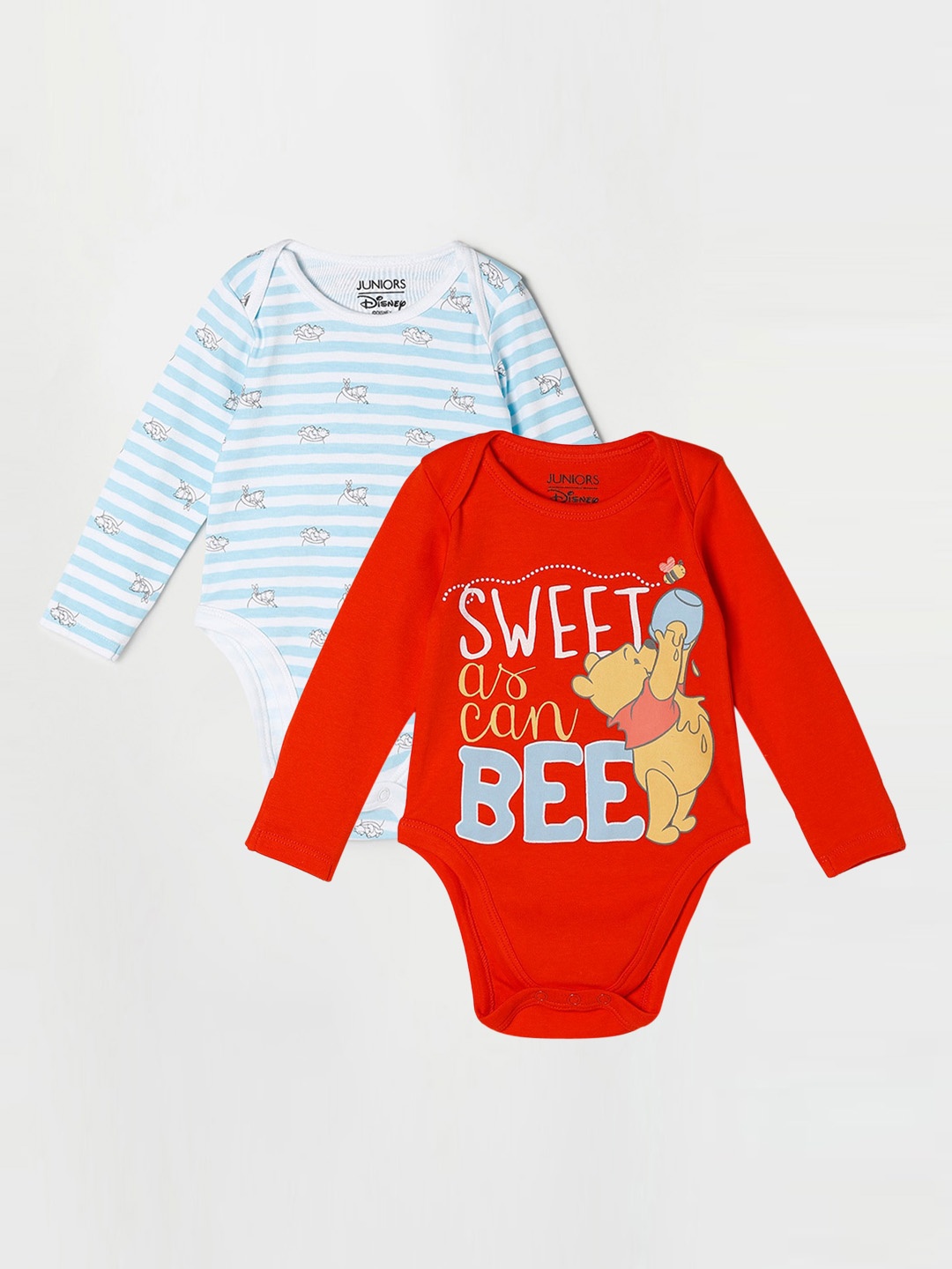 

Juniors by Lifestyle Infants Boys Pack Of 2 Printed Cotton Baby Bodysuits, Red