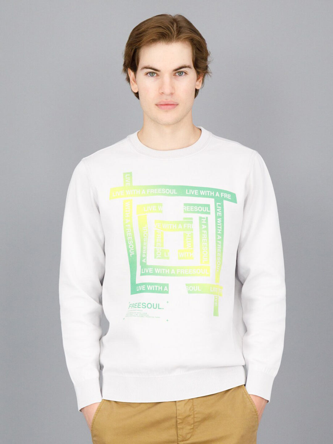 

FREESOUL Men Grey Printed Sweatshirt