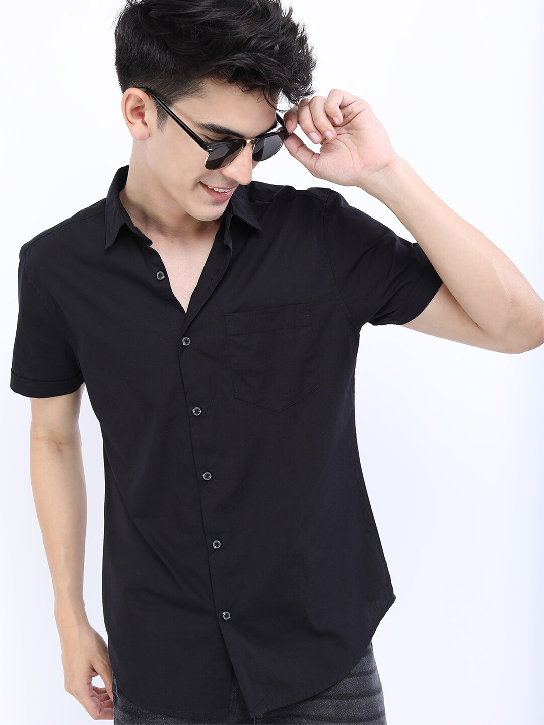 

HIGHLANDER Men Black Slim Fit Casual Shirt