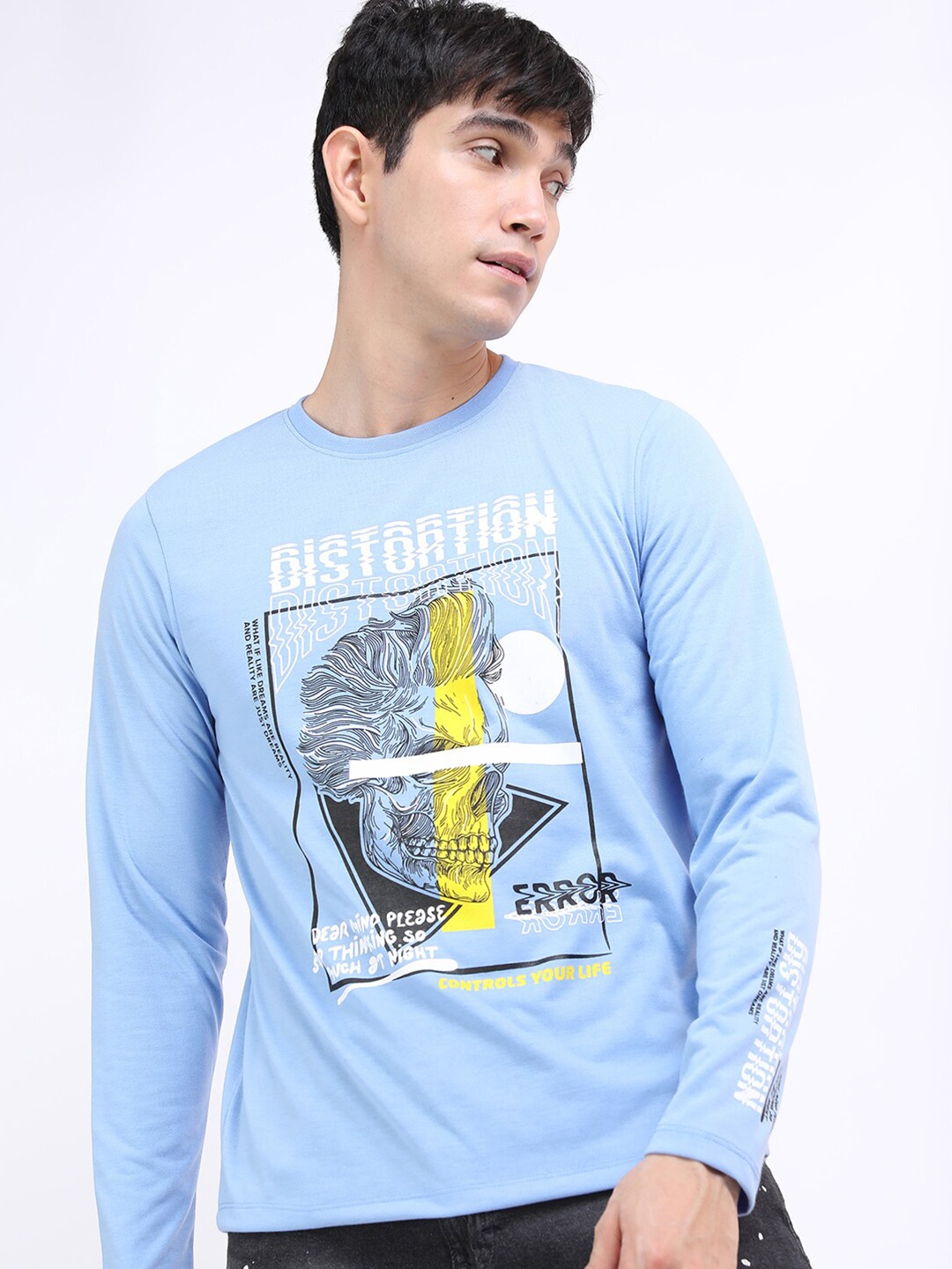 

HIGHLANDER Men Blue Printed Slim Fit T-shirt