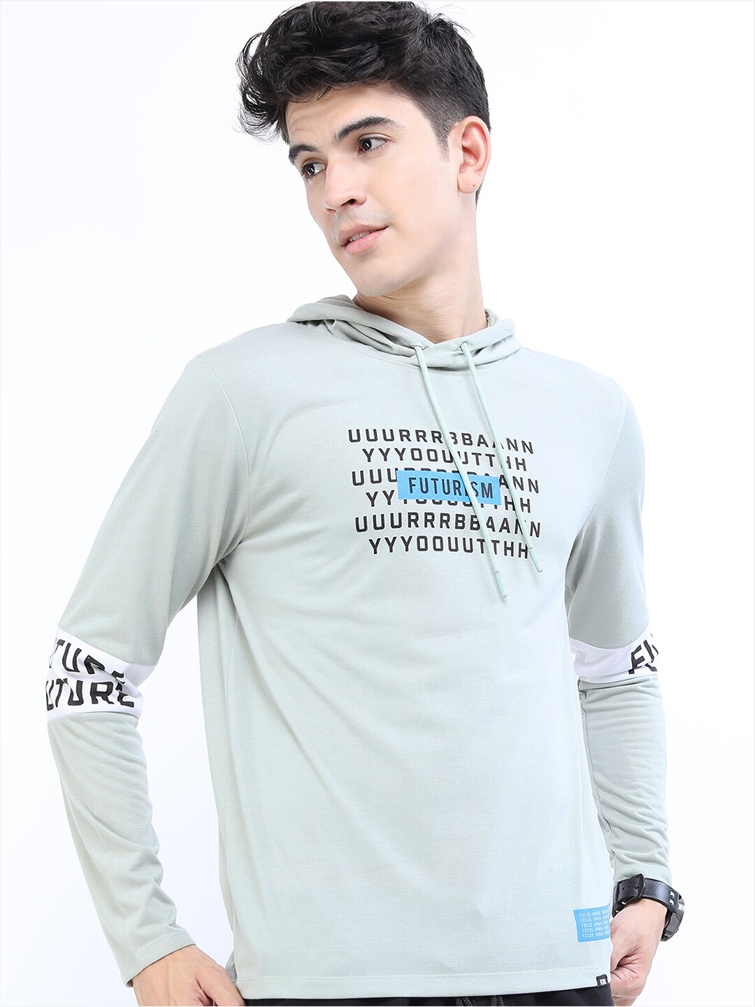 

HIGHLANDER Men Green Typography Printed Slim Fit T-shirt