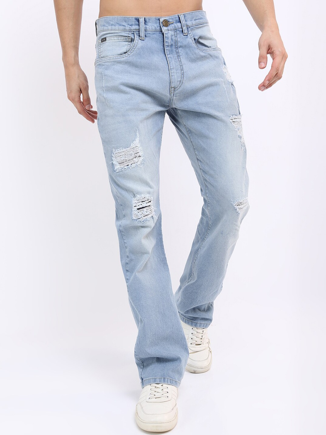 

HIGHLANDER Men Blue Bootcut Mildly Distressed Light Fade Cotton Stretchable Jeans