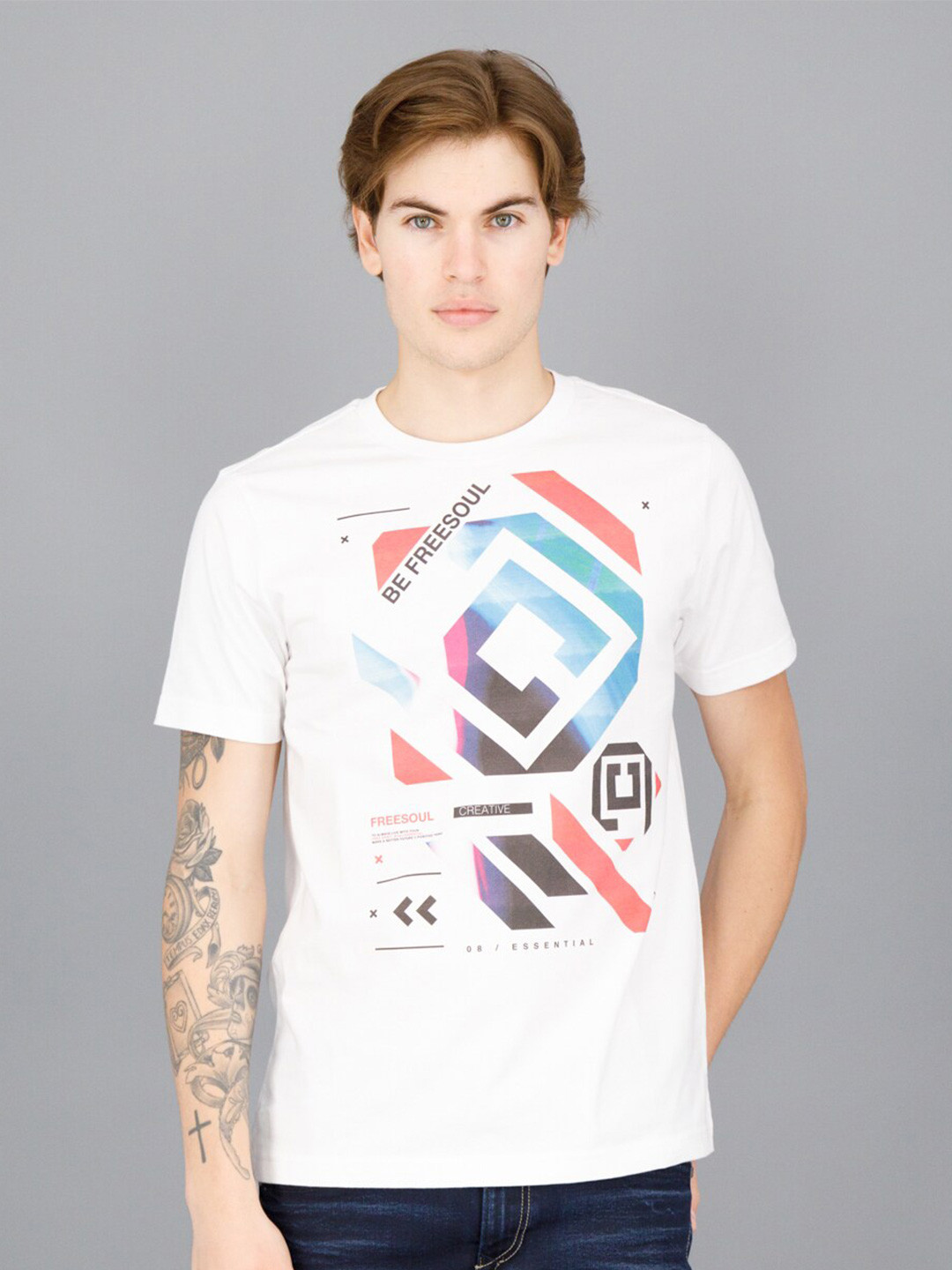 

FREESOUL Men White Typography Printed T-shirt