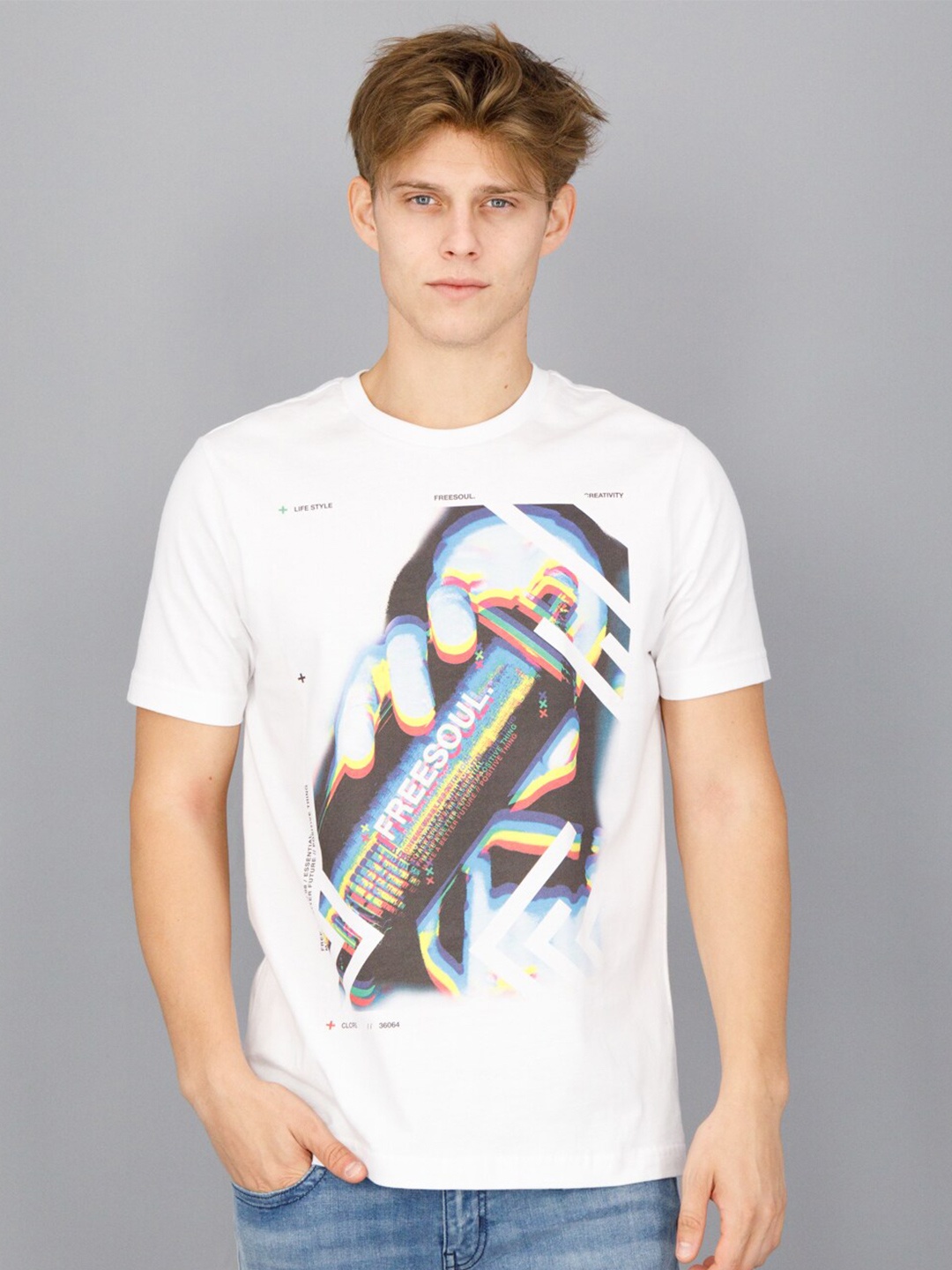 

FREESOUL Men White Typography Printed T-shirt
