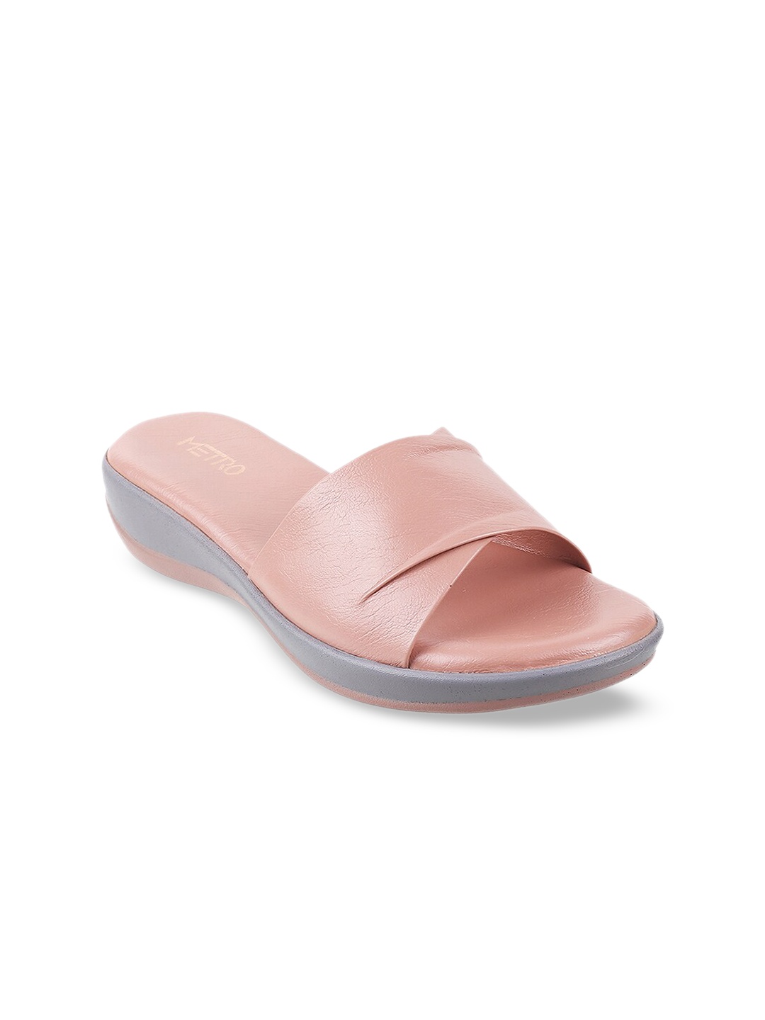 

Metro Women Peach Solid Synthetic Open Toe Flats