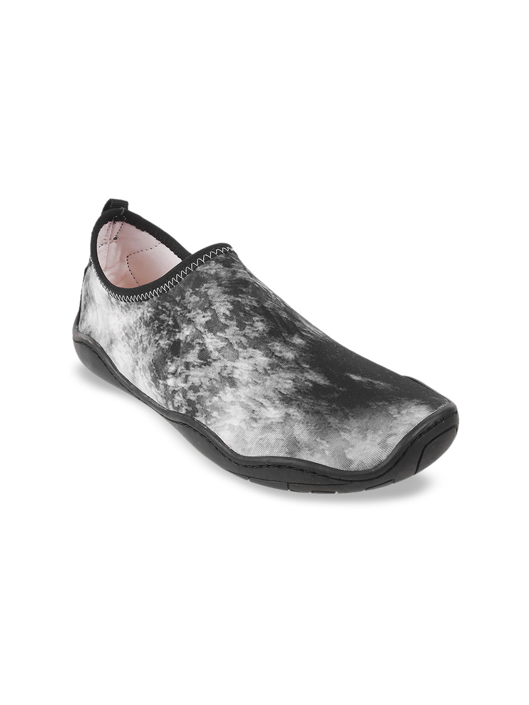 

Metro Women Grey & Black Printed Synthetic Slip-On Sneakers