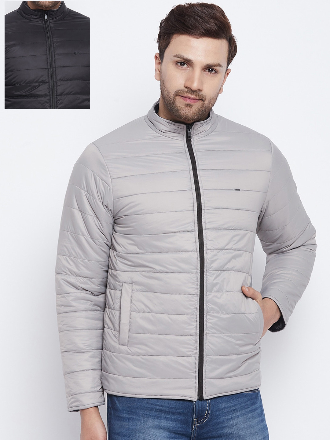 

Okane Men Black & Grey Reversible Puffer Jacket