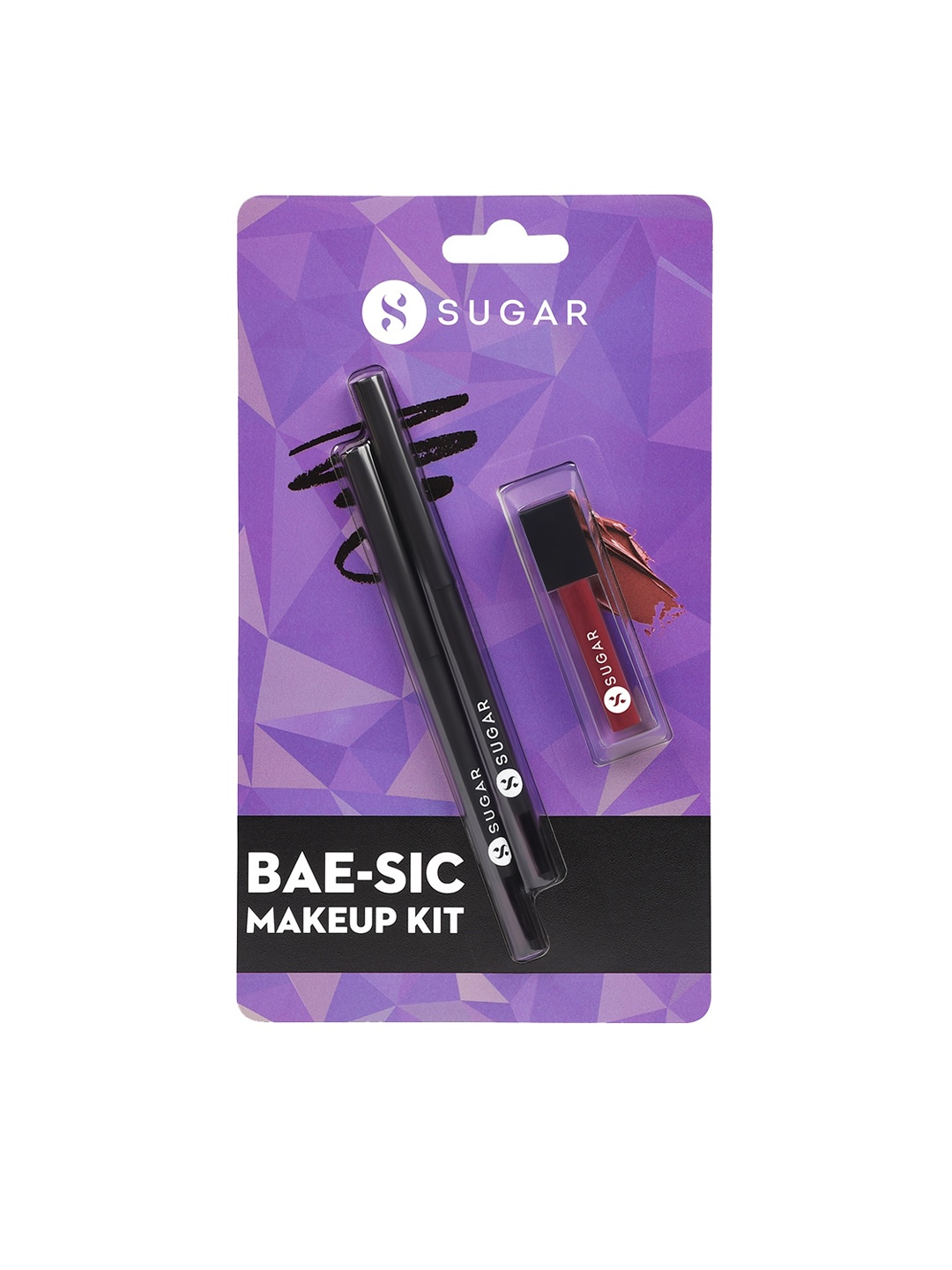 

SUGAR Bae-Sic Makeup Kit-Smudge Me Not Lipstick-Brazen Raisin+Set of 2 Intense Kajal-01, Black