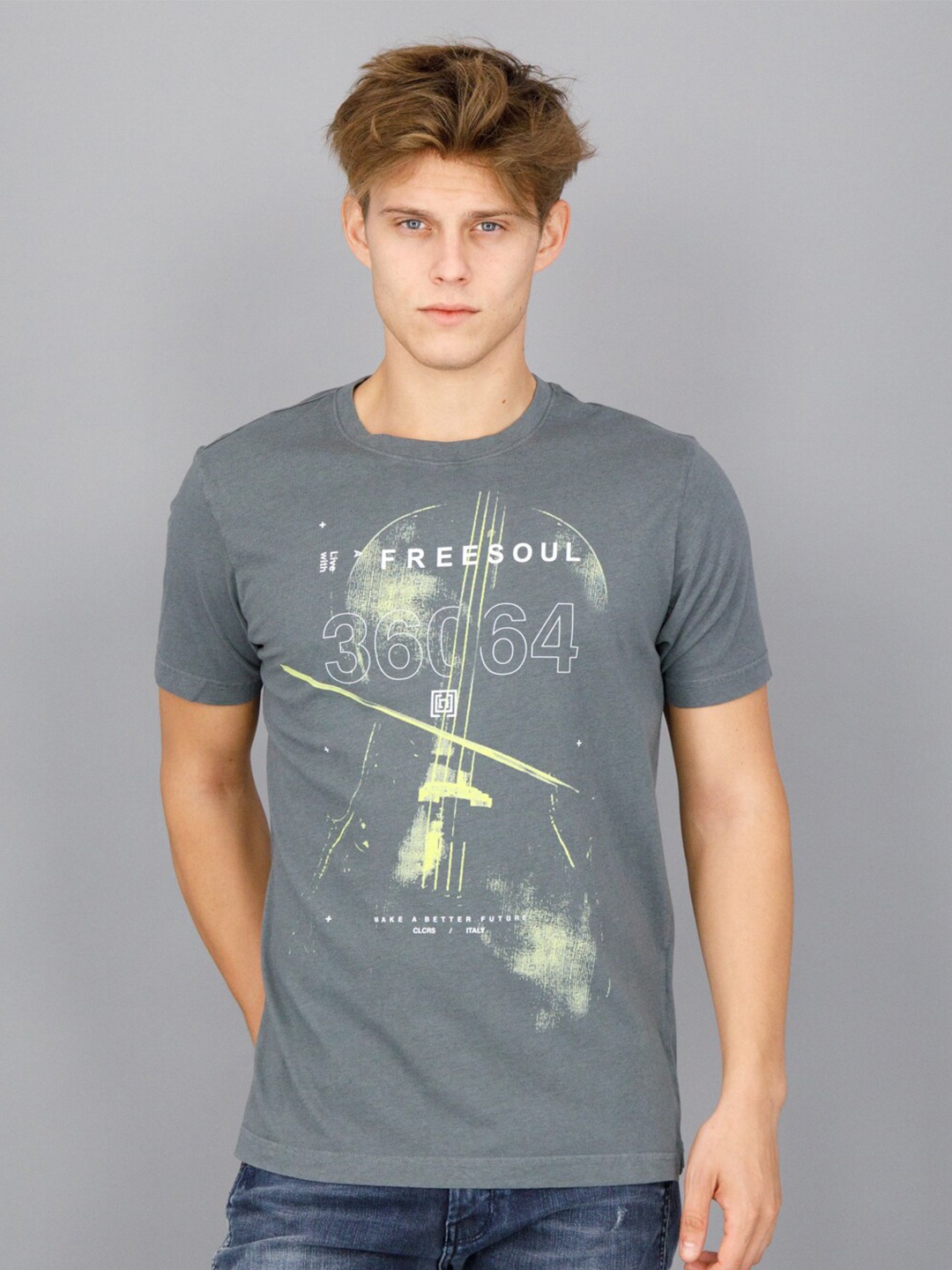 

FREESOUL Men Grey Typography Printed T-shirt