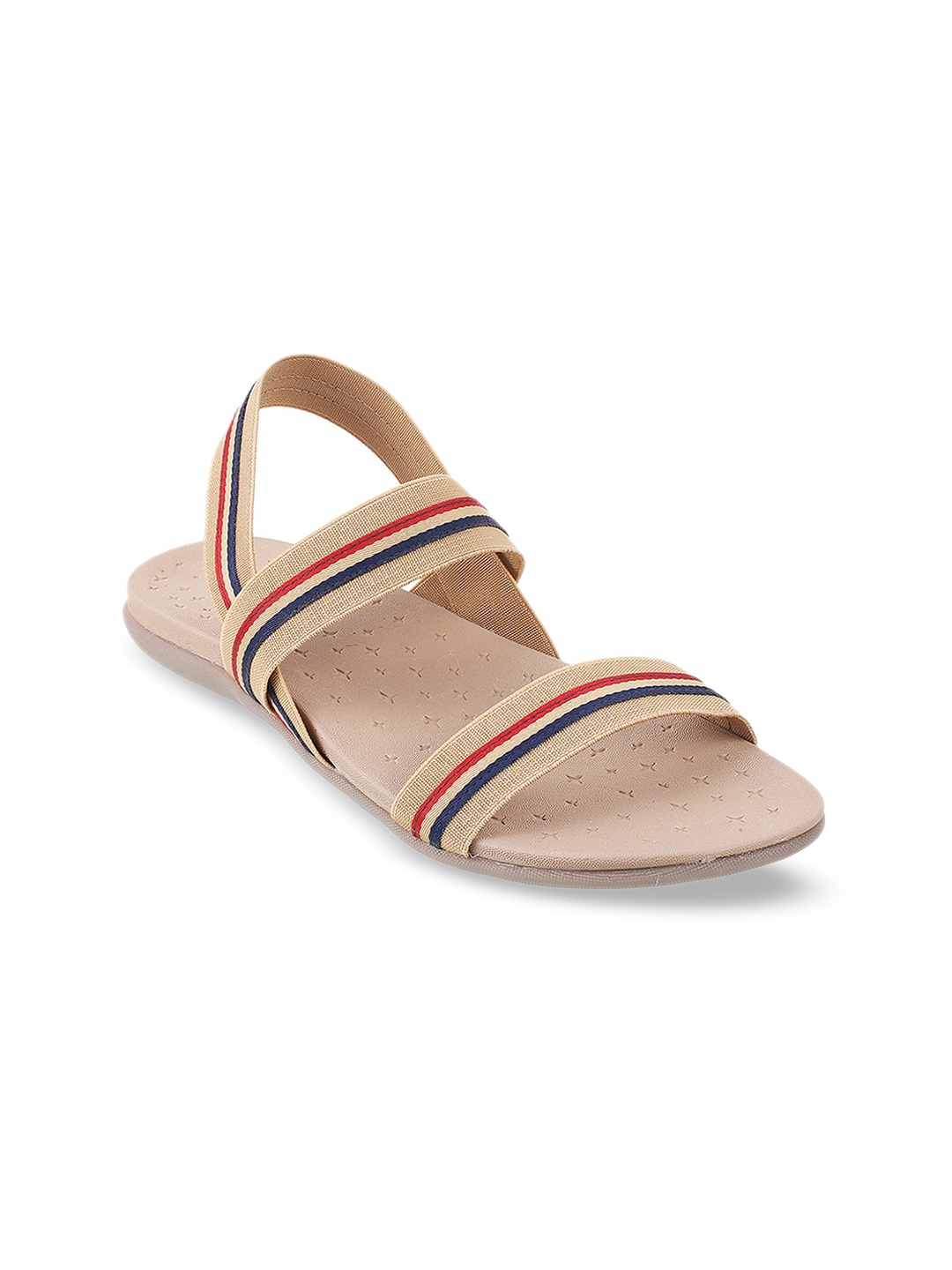 

Mochi Women Beige Striped Open Toe Flats