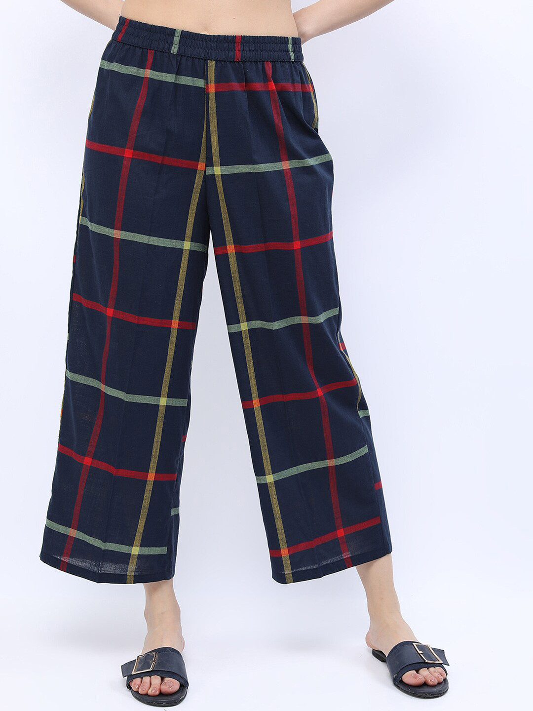 

Vishudh Women Navy Blue & Red Ethnic Motifs Printed Palazzos