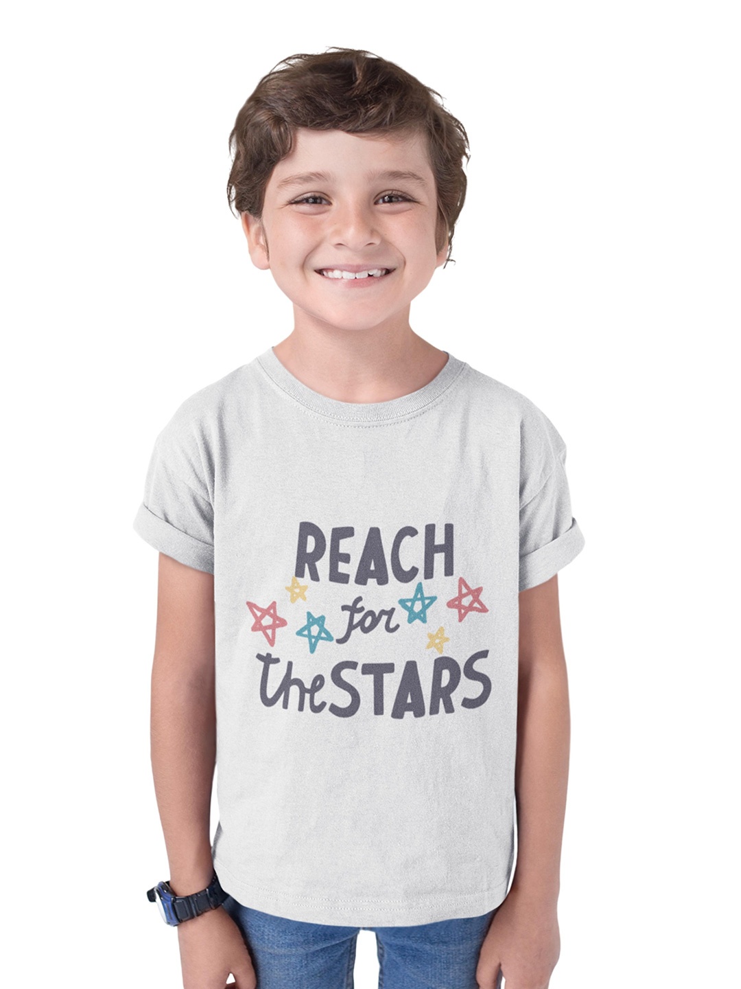 

MA Baby Boys White Typography Printed Pure Cotton Bio Finish T-shirt