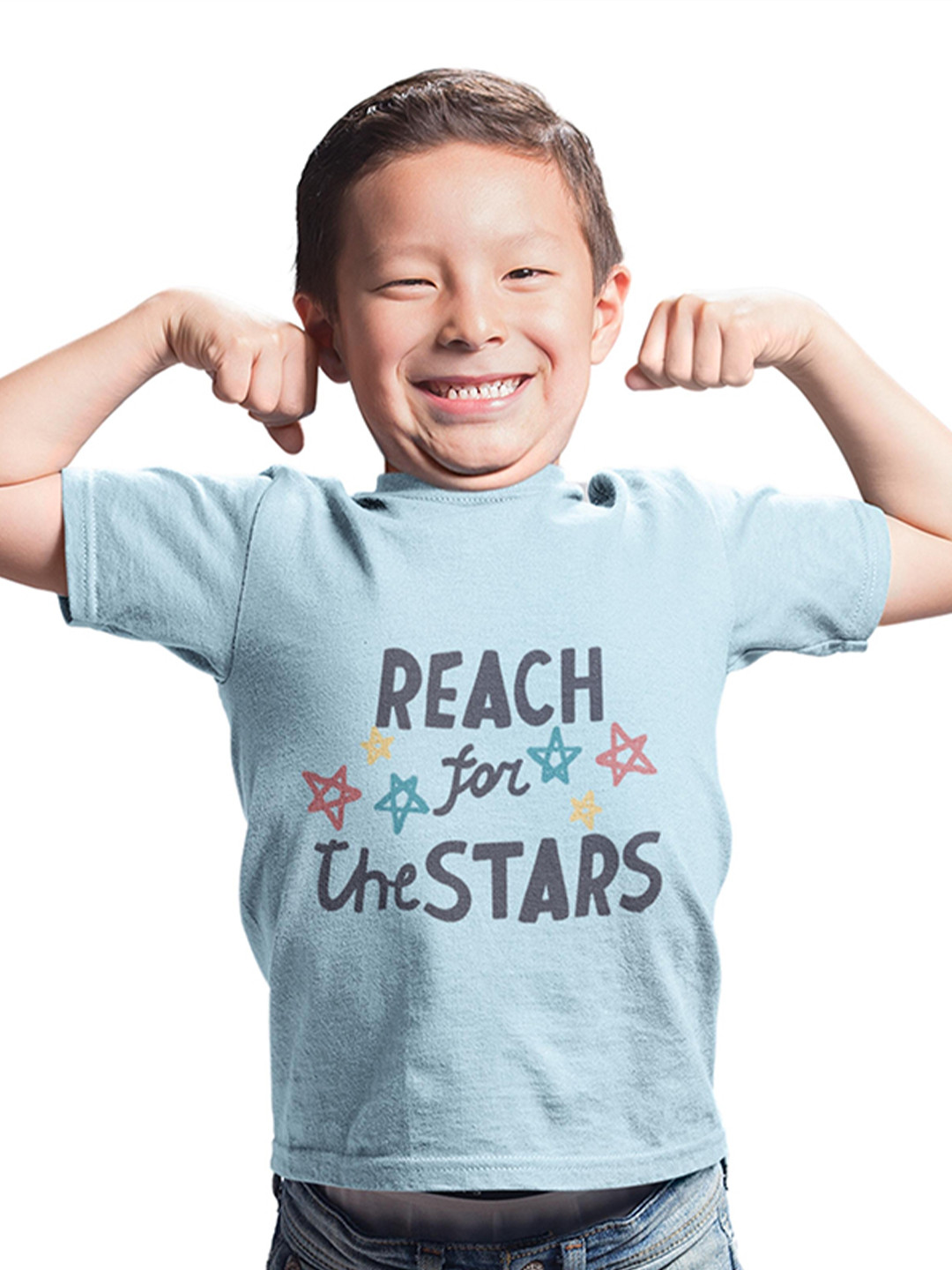 

MA Baby Boys Turquoise Blue Typography Printed Pure Cotton T-shirt