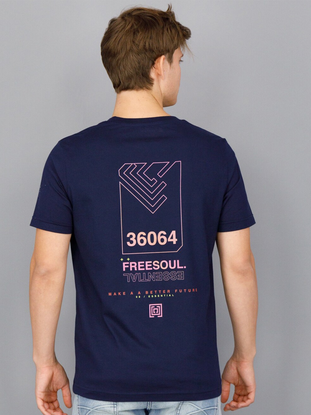 

FREESOUL Men Blue Printed T-shirt