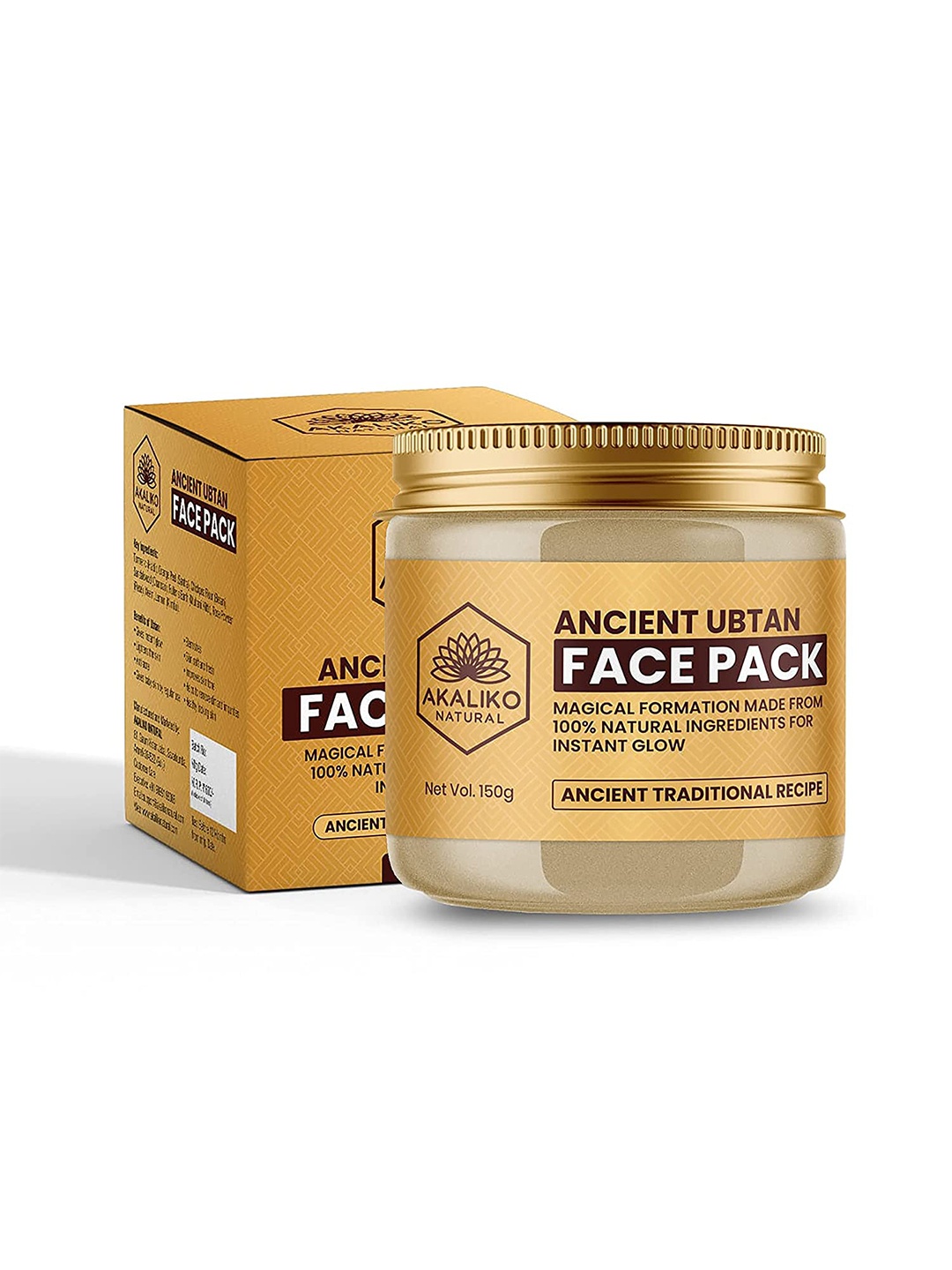 

Akaliko Natural Ancient Ubtan Face Pack with Turmeric for Instant Glow - 150g, Yellow
