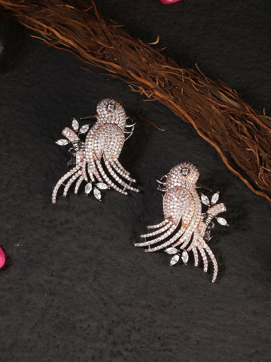

Adwitiya Collection White & Gold-Plated Stone-Studded Classic Studs Earrings