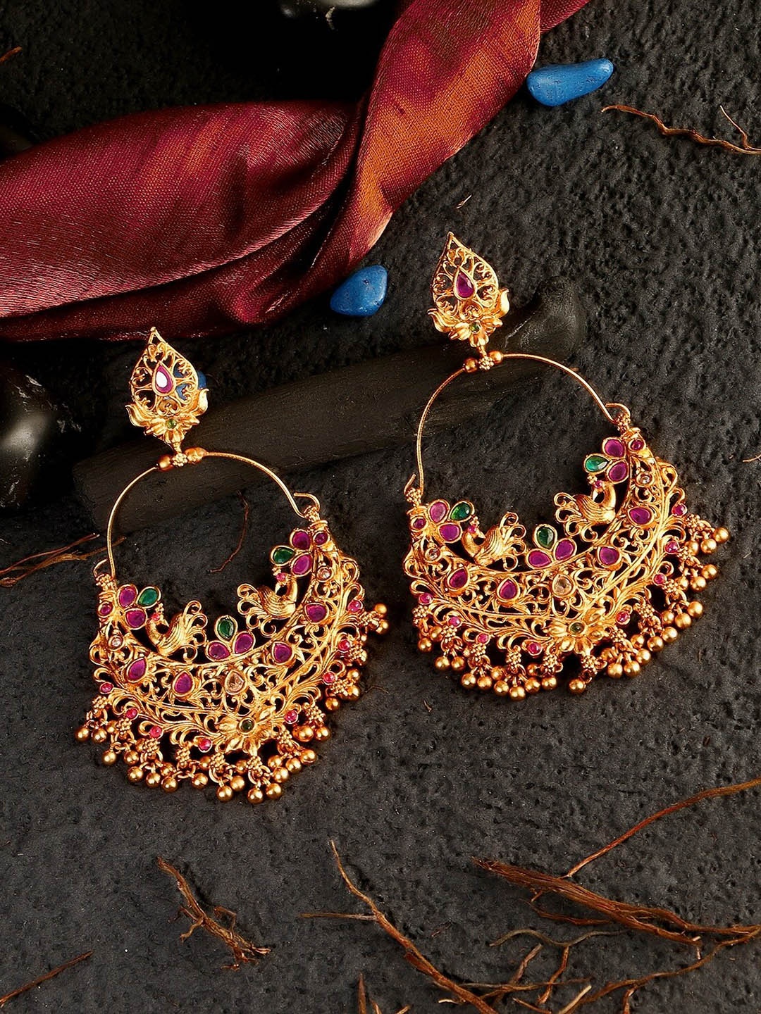 

Adwitiya Collection Gold-Toned Classic Chandbalis Earrings