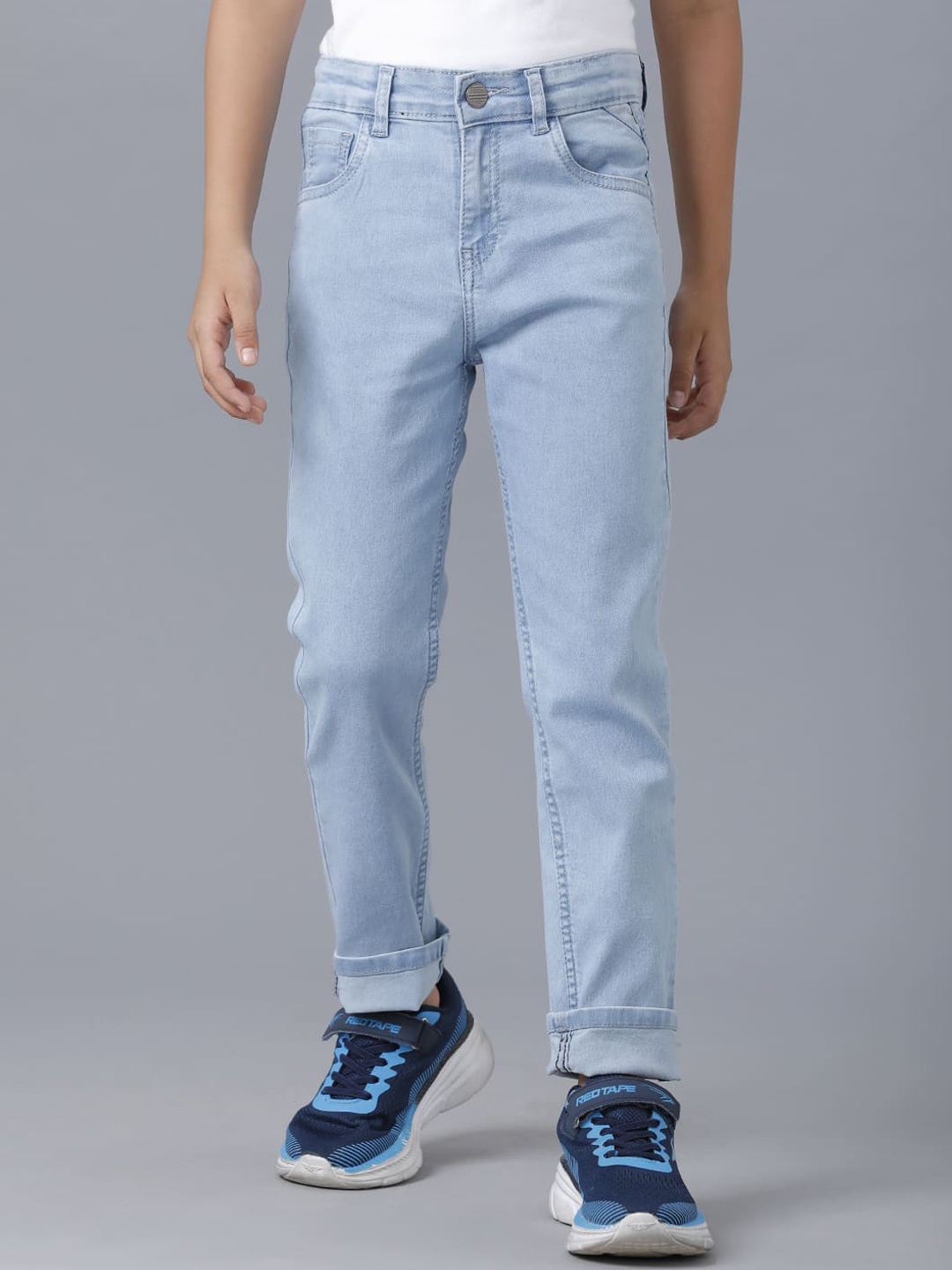 

UNDER FOURTEEN ONLY Boys Blue Slim Fit Heavy Fade Cotton Jeans