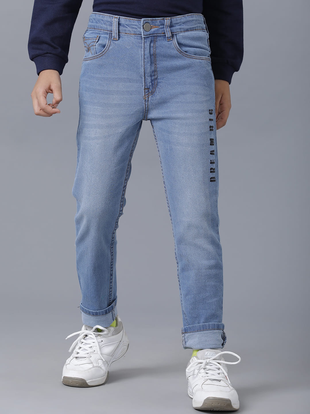 

UNDER FOURTEEN ONLY Boys Blue Slim Fit Light Fade Cotton Jeans