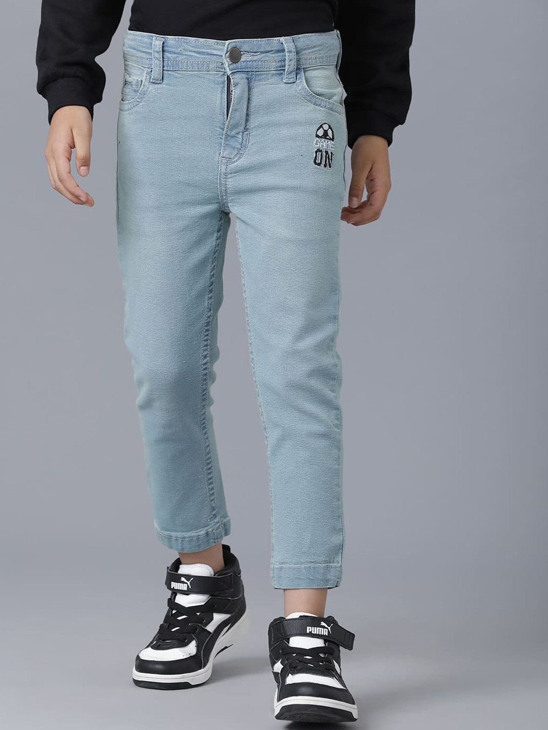 

UNDER FOURTEEN ONLY Boys Blue Slim Fit Cotton Jeans