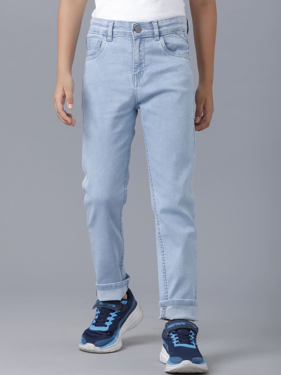 

UNDER FOURTEEN ONLY Boys Blue Slim Fit Heavy Fade Cotton Jeans