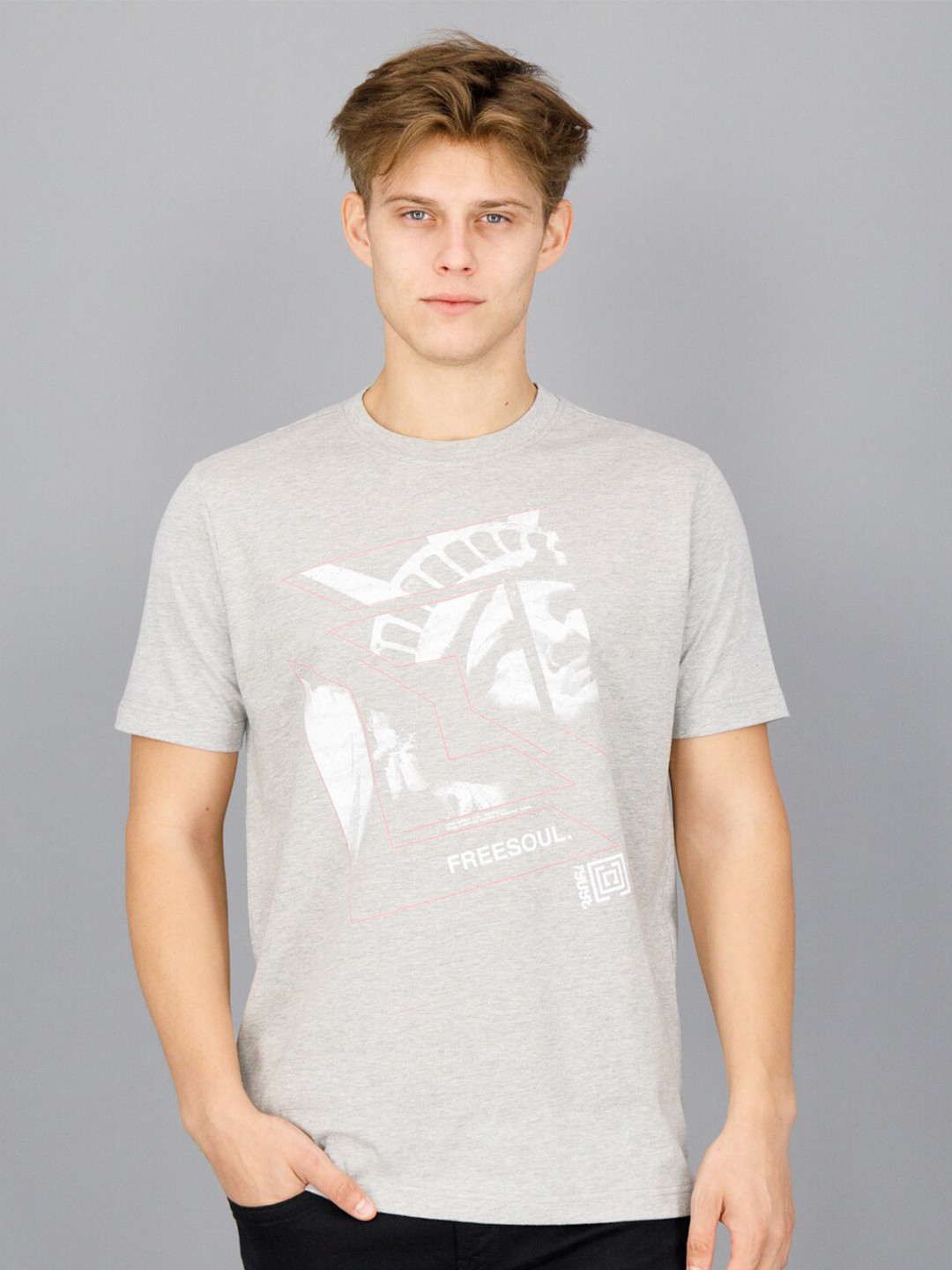 

FREESOUL Men Grey Typography Printed T-shirt