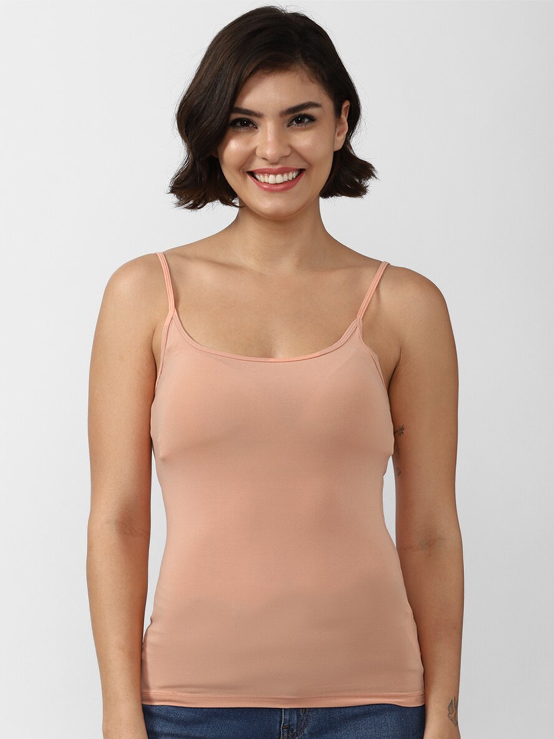 

FOREVER 21 Women Beige Solid Camisole