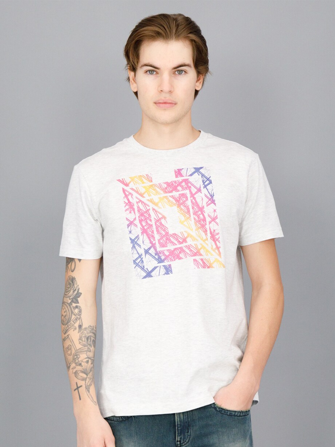 

FREESOUL Men Off White Typography Printed T-shirt
