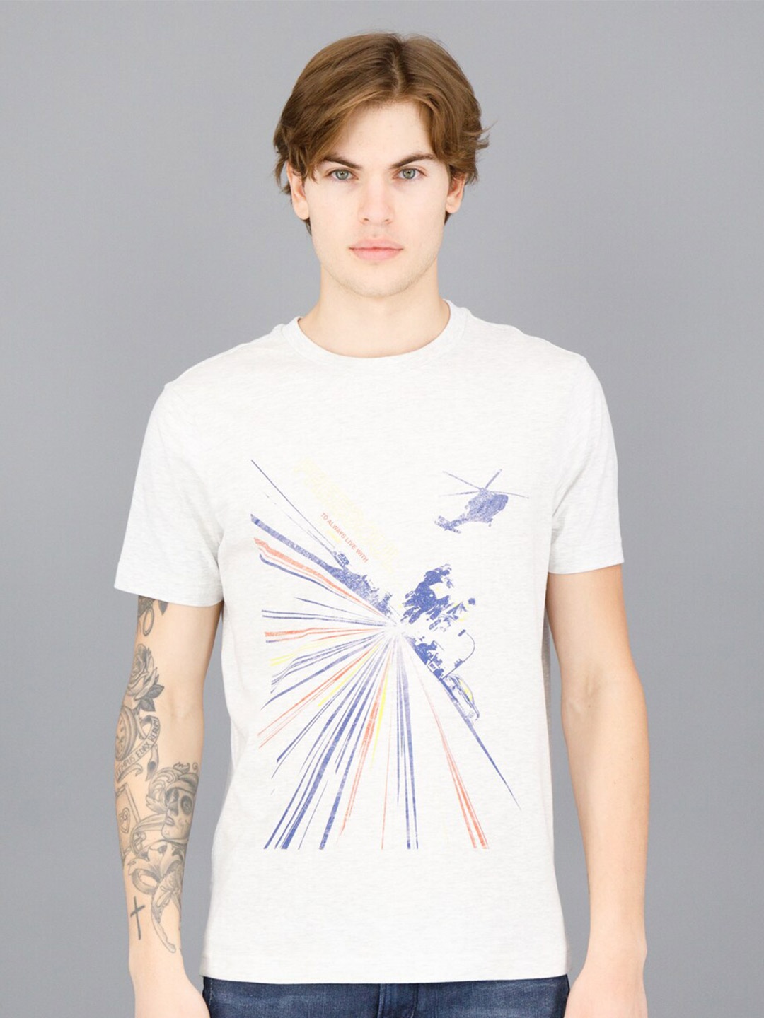

FREESOUL Men Off White Printed T-shirt