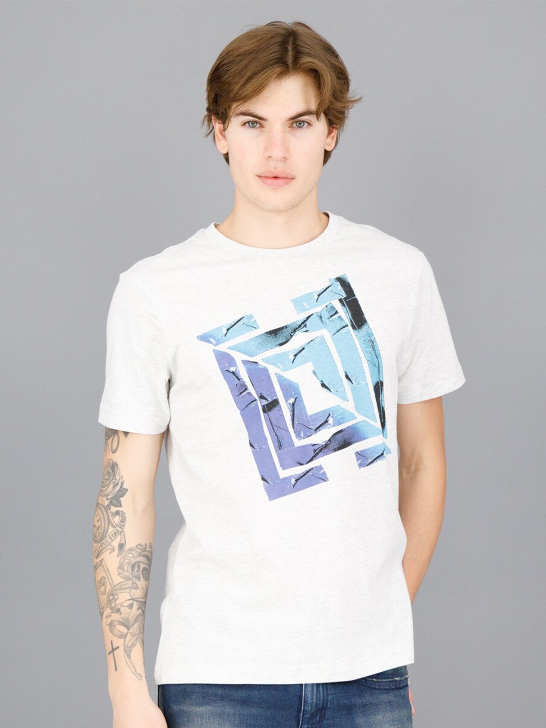 

FREESOUL Men Off White Typography Printed T-shirt