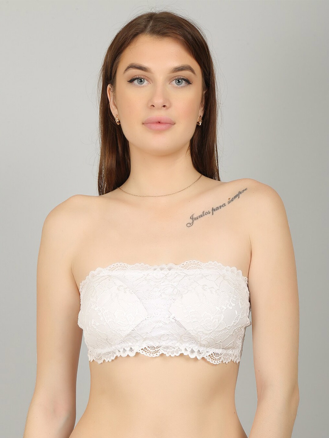 

N-Gal White Floral Lightly Padded Bandeau Bra