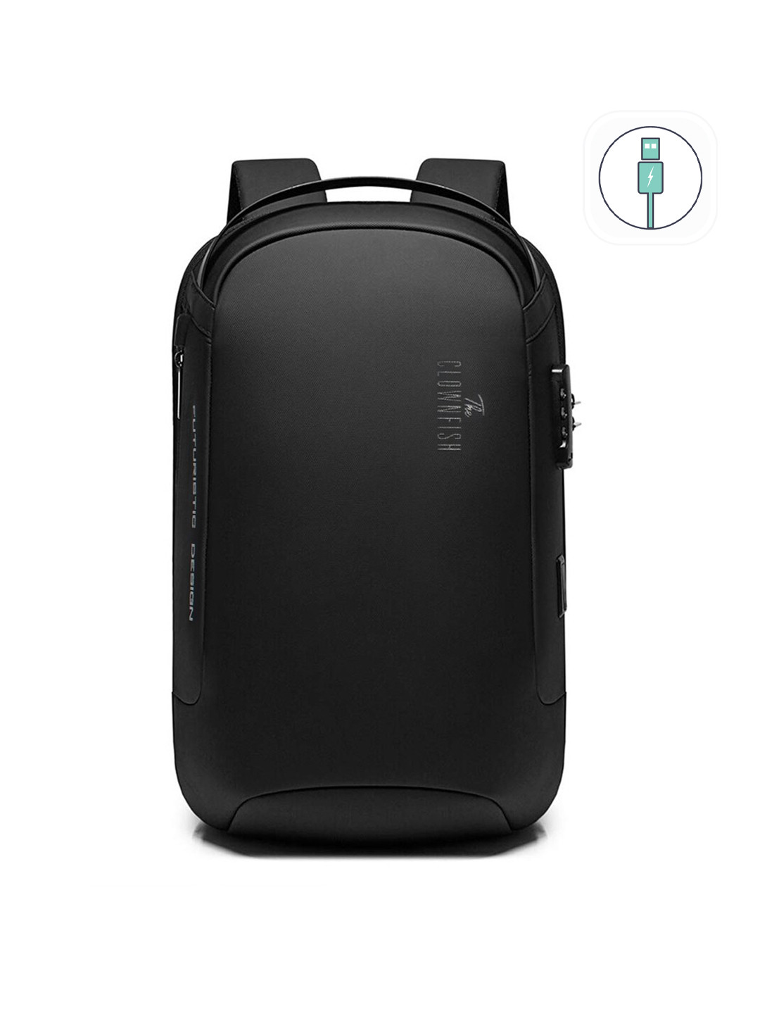 

THE CLOWNFISH Unisex Black Backpack with USB Charging Port