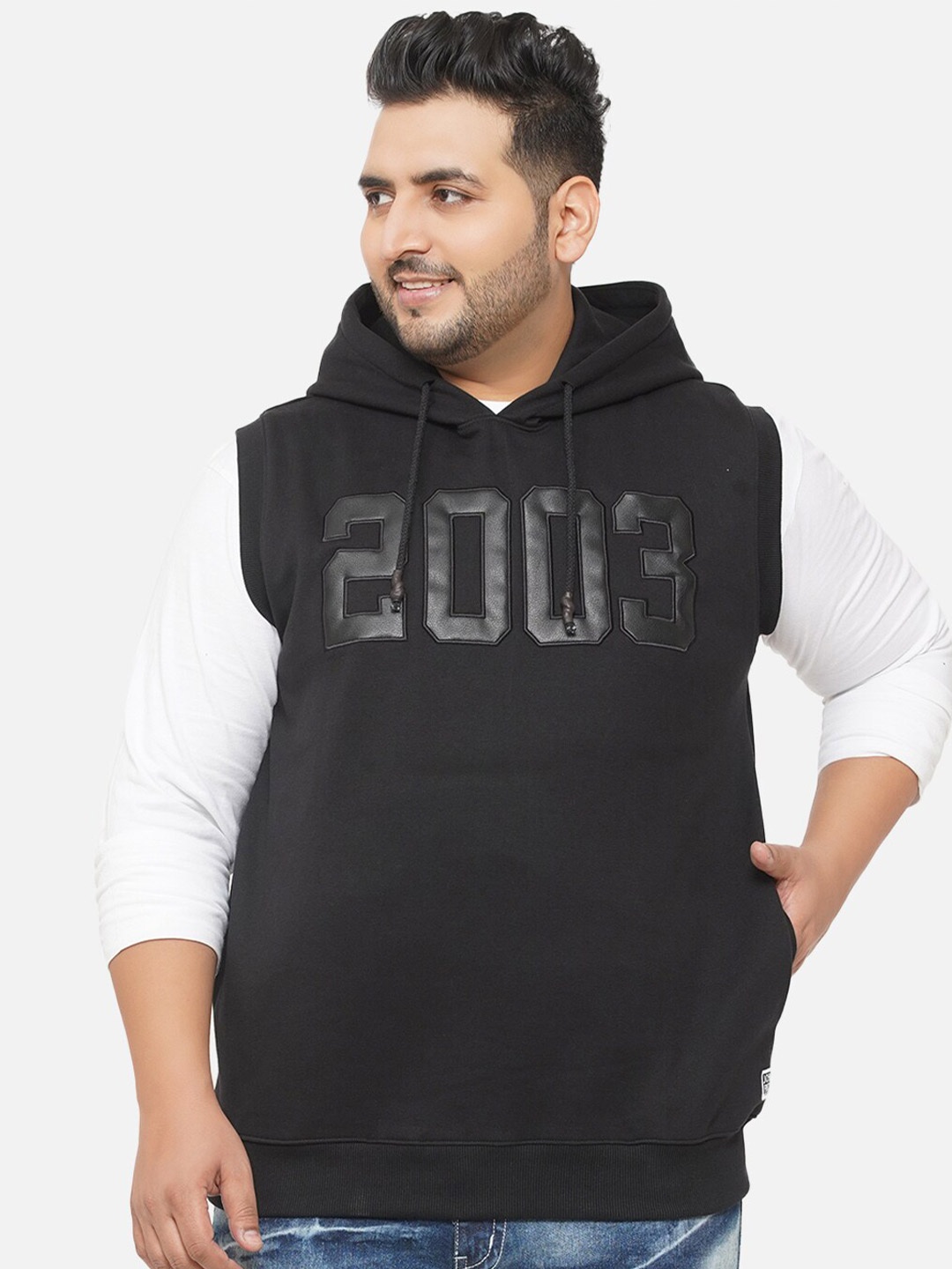 

John Pride Men Plus Size Printed Hooded Sweatshirt, Black