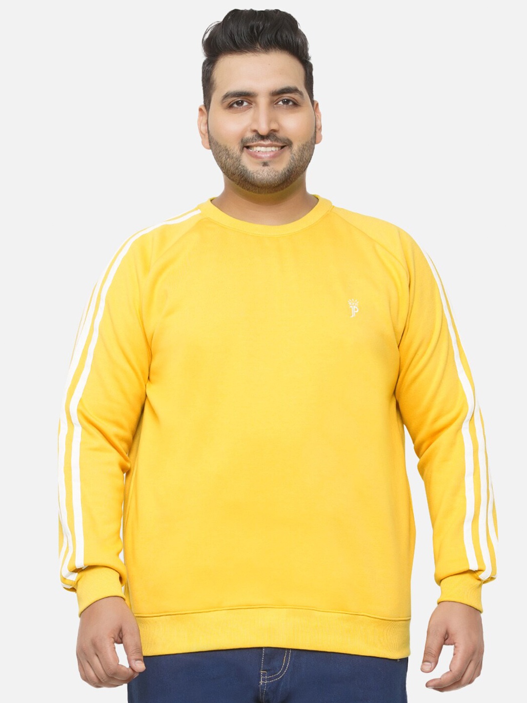 

John Pride Men Plus Size Striped Sweatshirt, Yellow