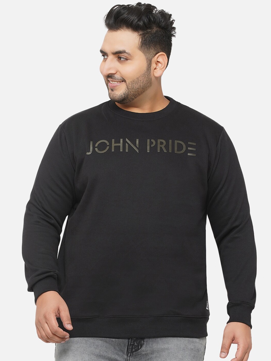 John Pride Men Plus Size Printed Sweatshirt, Black