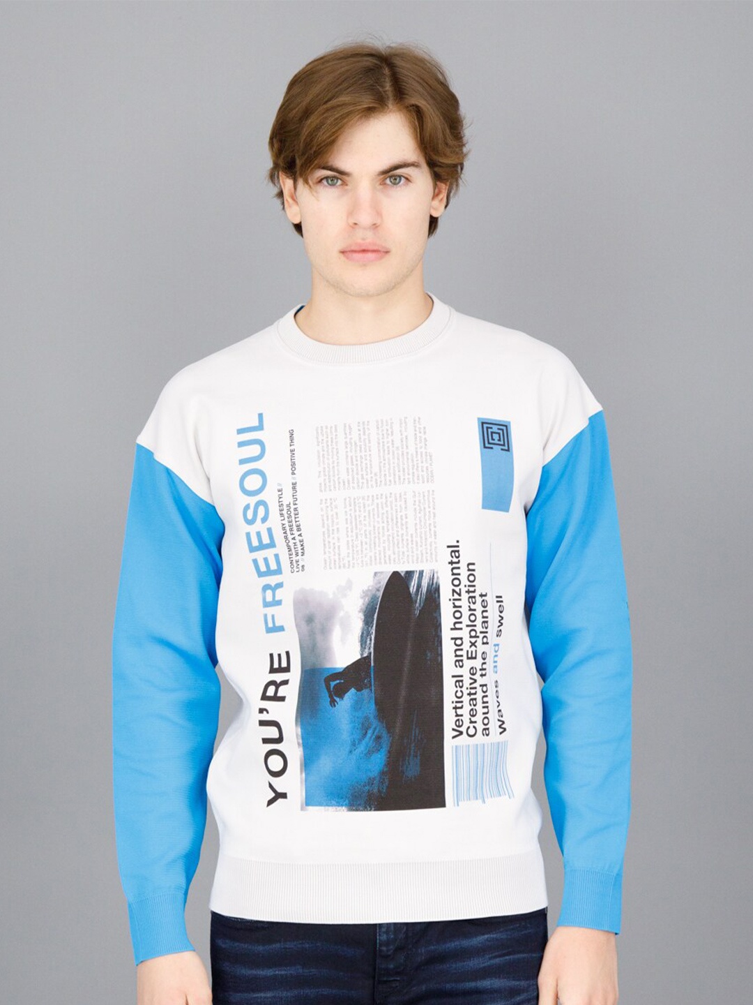 

FREESOUL Men Printed Sweatshirt, White