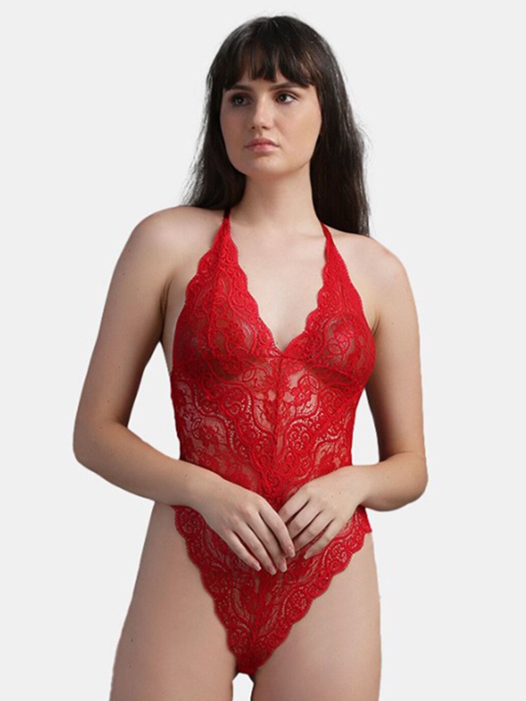 

N-Gal Red Halter Neck Baby Doll