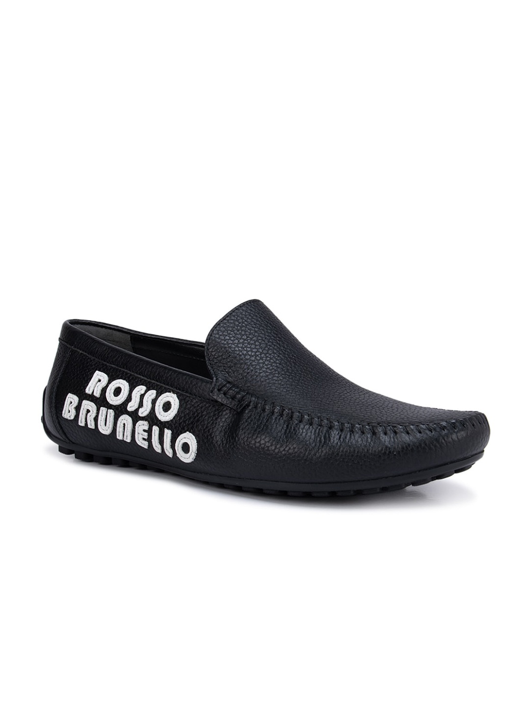 

ROSSO BRUNELLO Men Black Solid Leather Formal Loafers