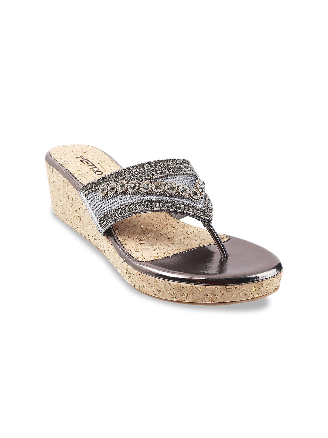 

Metro Grey Embellished Wedge Sandals