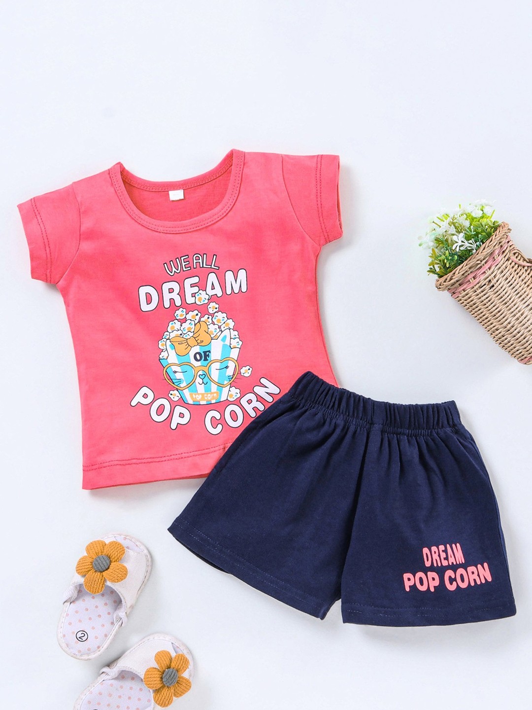 

Enfance Girls Pink & Blue Printed Night Suit