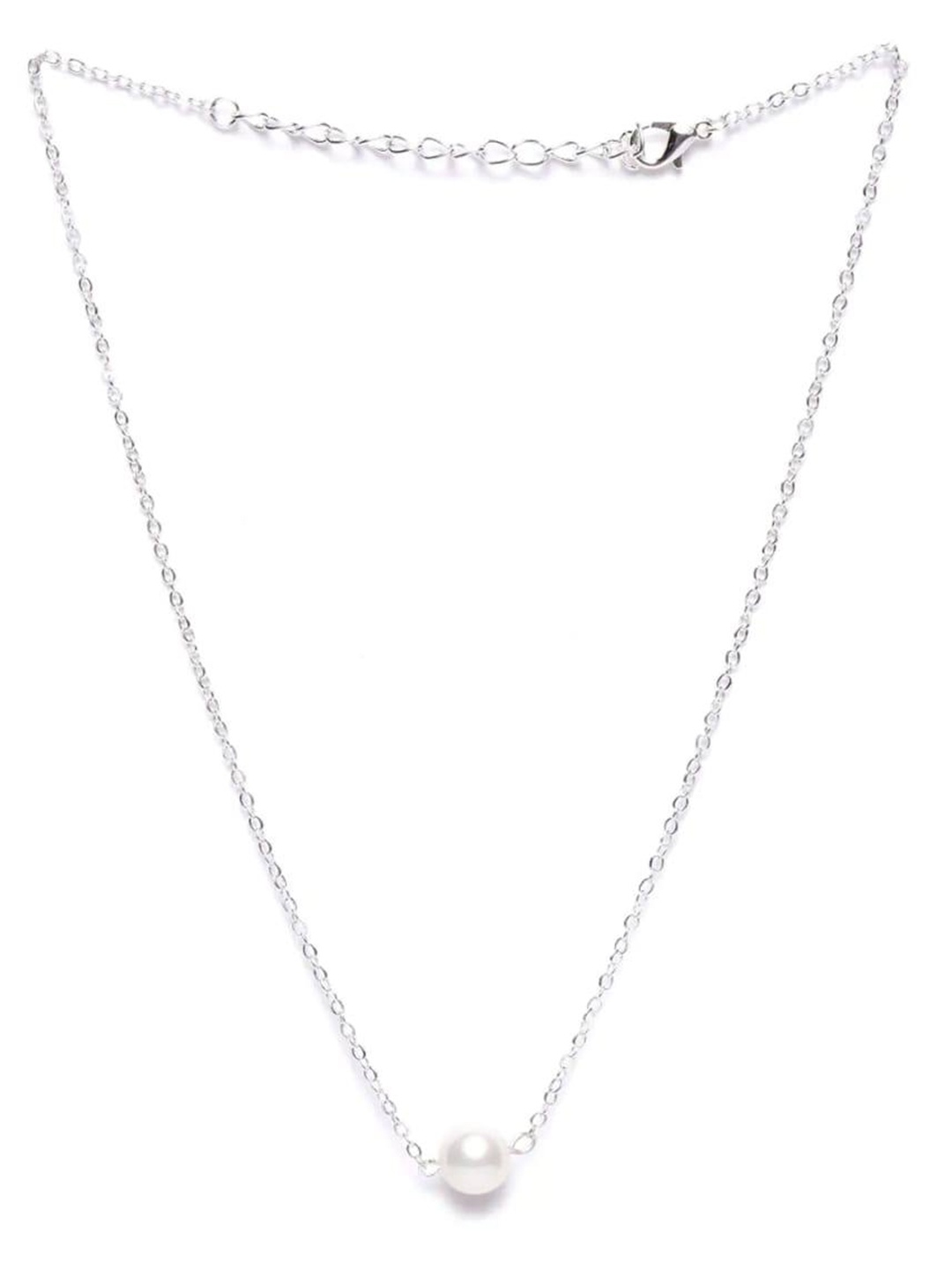 

LAFORWORD Women qc'eSilver-Toned & White Brass Silver-Plated Necklace