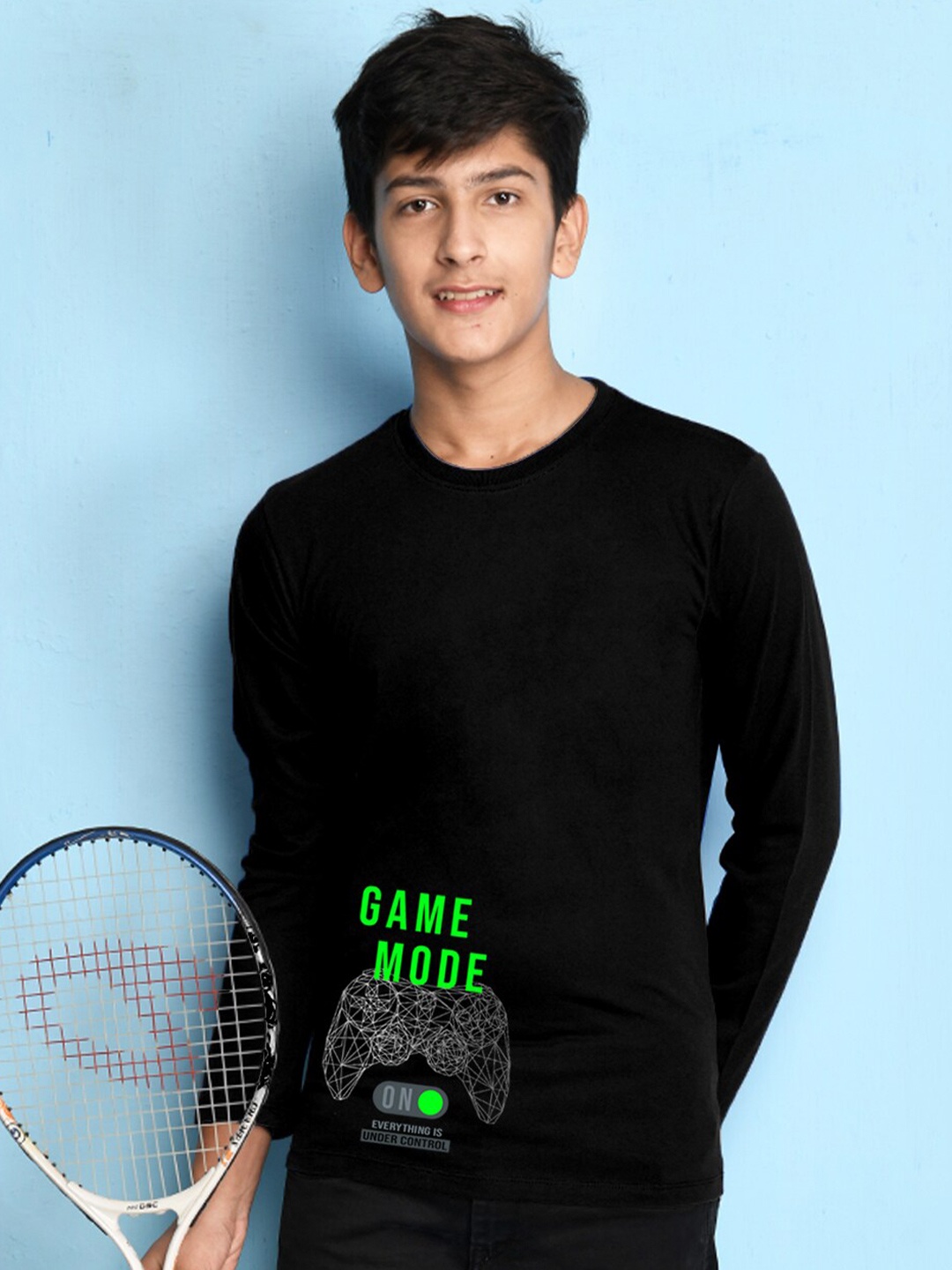 

NUSYL Boys Black Typography T-shirt