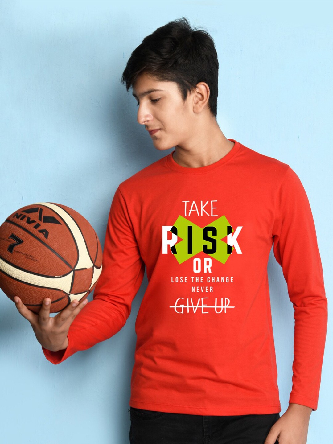 

NUSYL Boys Red Typography T-shirt