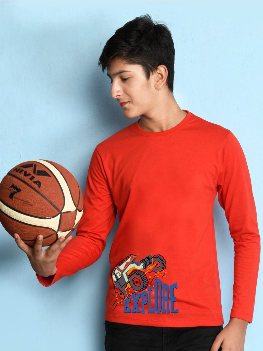 

NUSYL Boys Red Typography Printed T-shirt