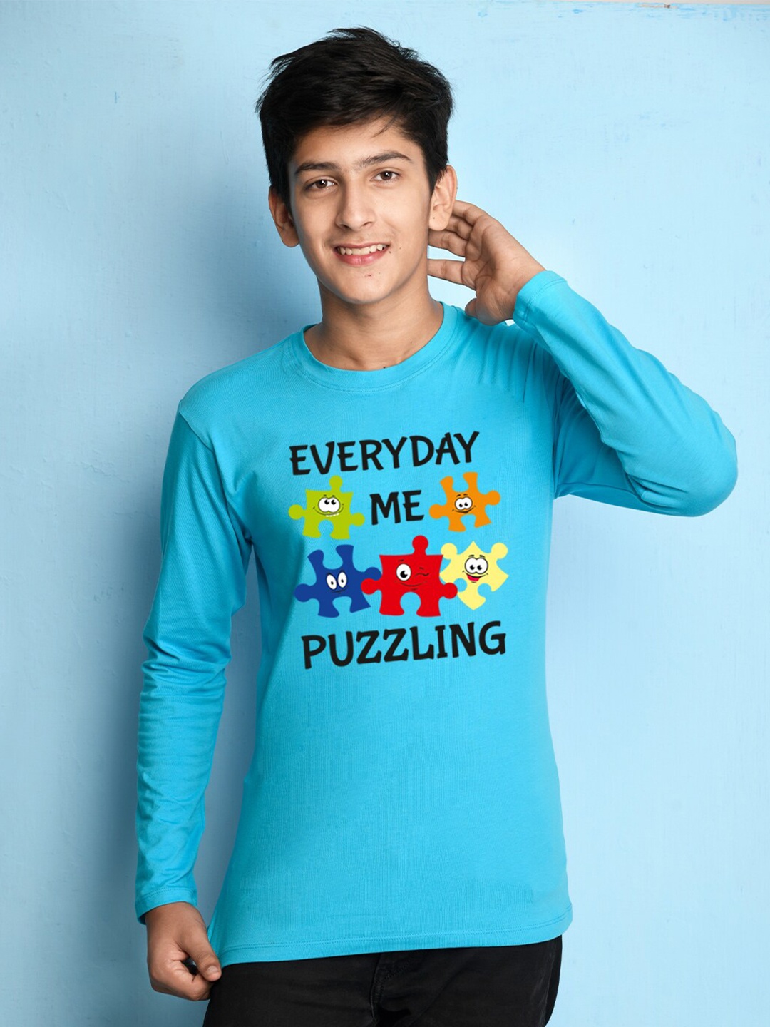 

NUSYL Boys Blue Printed T-shirt